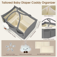 Skycase caddy with removable dividers keeping newborn items organized