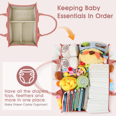 Skycase diaper caddy large open compartments provide quick access to diapers and wipes.