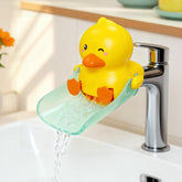 Skyroku Duck-Tastic extender front view shows kid-friendly faucet compatibility.