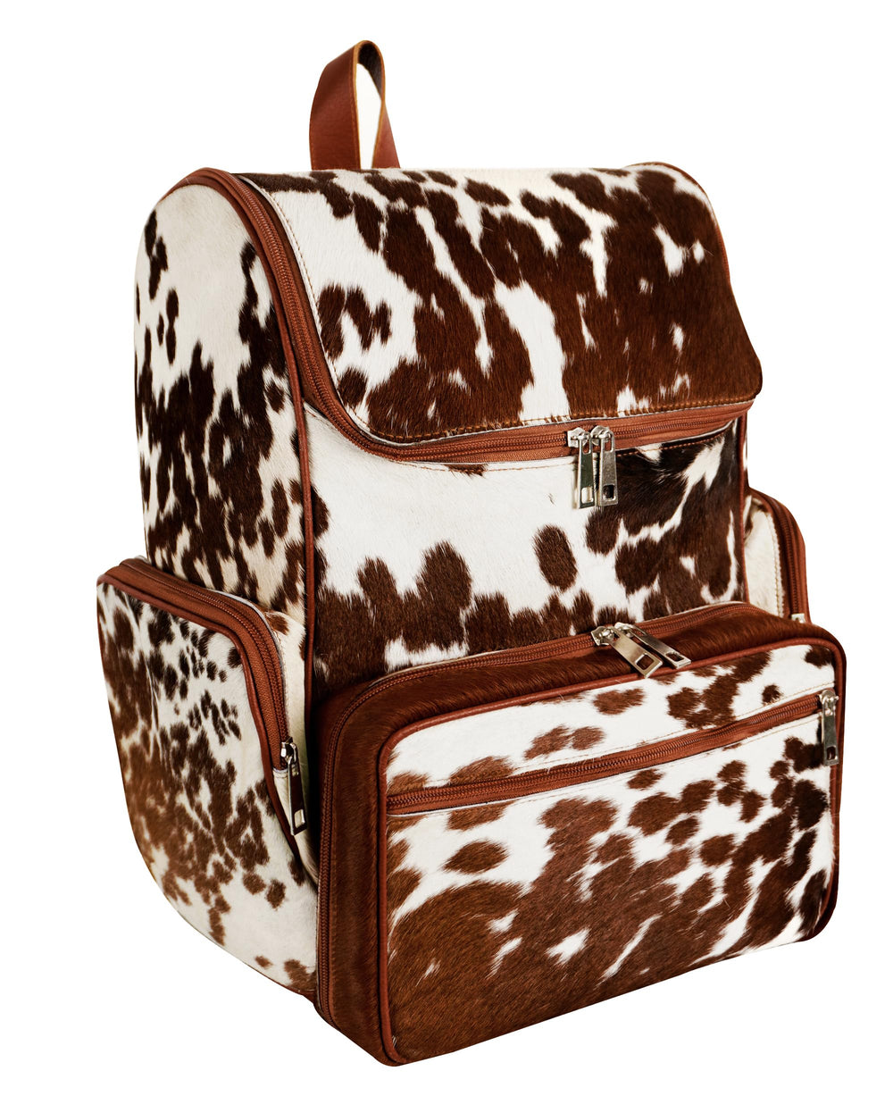 Skyseller leather diaper bag backpack cow print for on-the-go parents