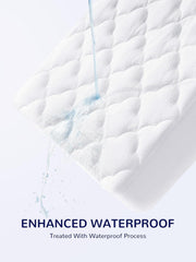 SLEEP ZONE protector 4-layer waterproof backing demonstrates leak protection for overnight use