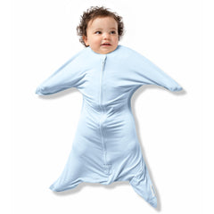 SleepingBaby Bamboo Zipadee-Zip sky blue full product shows breathable EverSoft fabric for comfortable summer sleep.