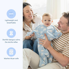 SleepingBaby Zipadee-Zip roomy leg space supports hip-friendly sleep.
