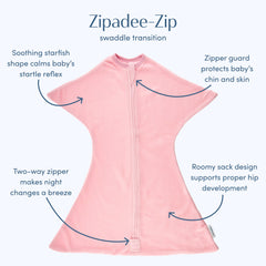 SleepingBaby Zipadee-Zip wearable blanket in rose pink keeps baby cozy