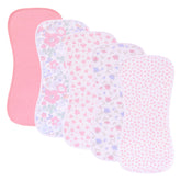 sleepyturtle 5pack waterproof burp cloths pack-shot shows variety and practical coverage for messes