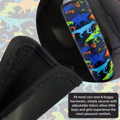 SLEILIN seat belt cover dinosaur black fits car belts and backpacks