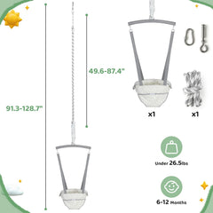 Slevoo Baby Jumper ready-kit highlights quick setup with hook, bolt, and rope.