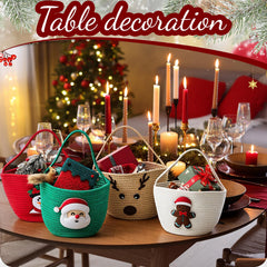Sliner Christmas woven basket reindeer pattern, ideal for toy organization and gifting.