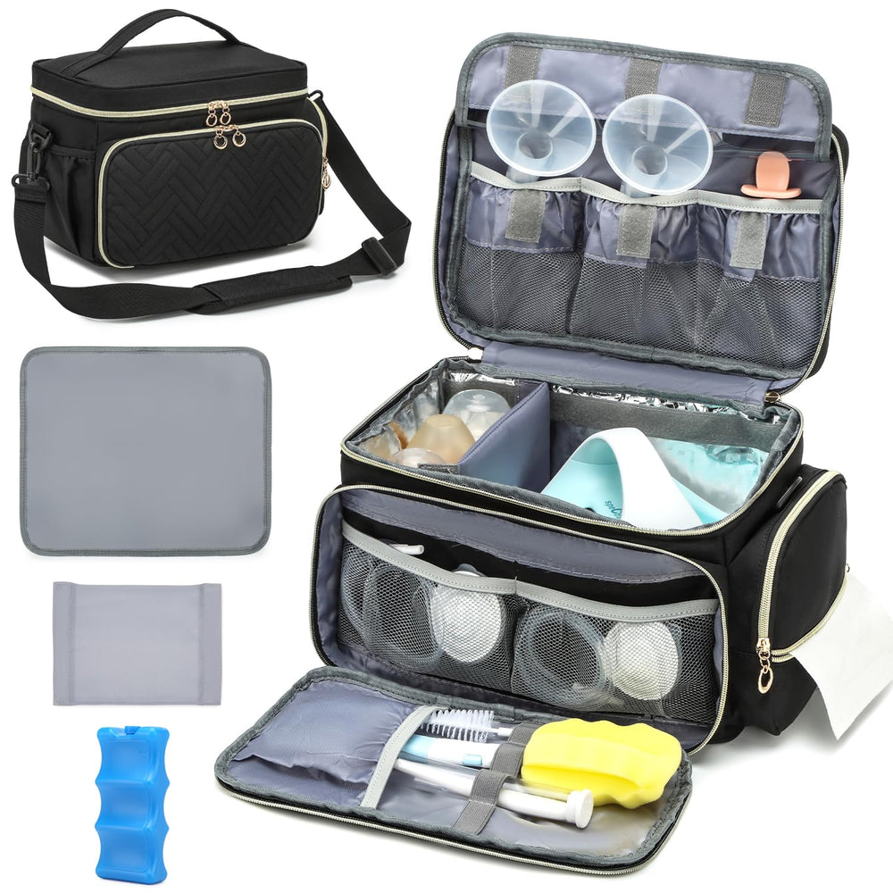 SLINRKE Spectra bag interior shows pump area for easy on-the-go pumping and storage.