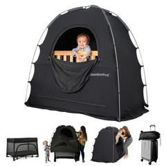 SlumberPod blackout sleep tent highlights a private darkened space for baby naps