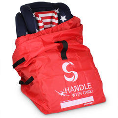 SLYNNAR car seat travel bag with protective material shields seats during travel.