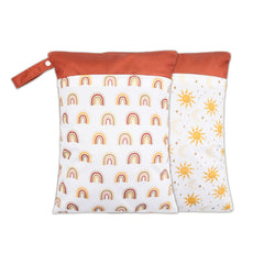 Smarbore wet dry bag with two pockets separating wet and dry items for caregivers.