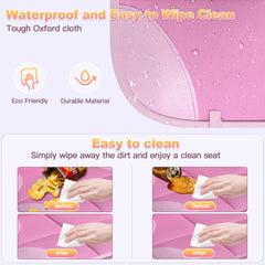 SMART ELF pink car seat protector mesh pockets for quick access.