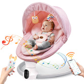 Smelluck baby swing pink front view shows portable setup for cozy baby moments
