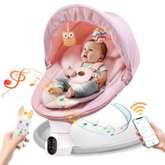 Smelluck baby swing pink front view shows portable setup for cozy baby moments