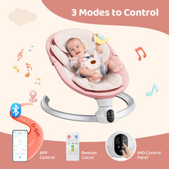 Smelluck baby swing pink harness close-up highlights upgraded five-point safety