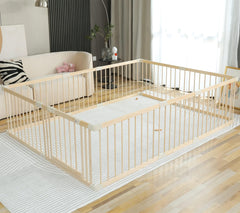 Smilebaby baby playpen gate closeup with secure latch for peace of mind.