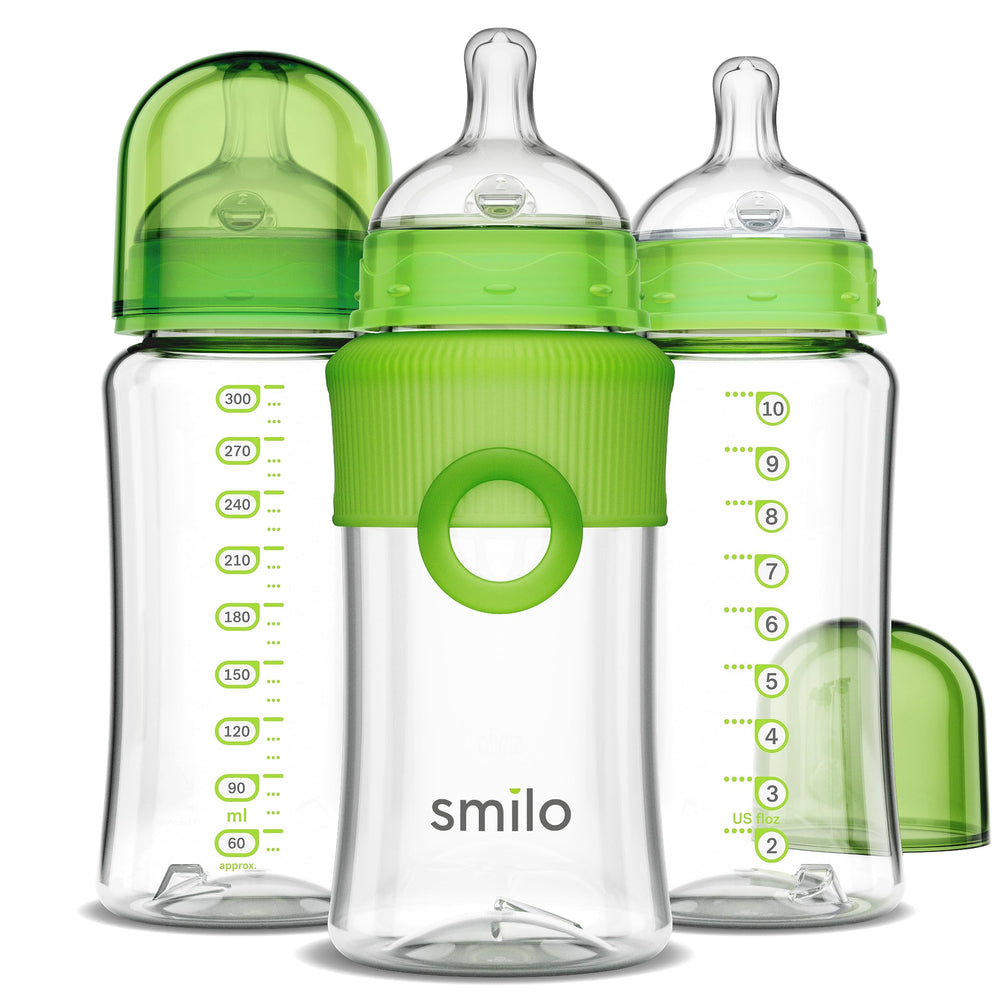 Smilo baby bottle with anti-colic nipple stage 0 reduces newborn gas and fussiness