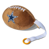 Smilo Dallas Cowboys plush football pacifier holder showcasing team pride and secure pacifier storage.