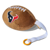 Smilo Houston Texans plush football pacifier holder close-up logo for authentic NFL pride and easy pacifier access