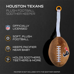 Smilo Houston Texans holder Velcro strap demonstrates easy attachment to any pacifier or teether