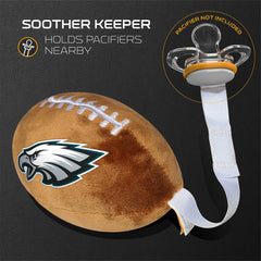 Smilo soft plush football toy closeup showcases comforting play companion during daily adventures.