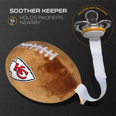 Smilo soft plush football toy integrated with pacifier holder