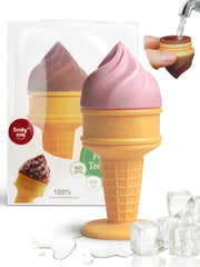 Smily Mia Ice Cream Cone Teether close-up in peach pink, soothing teething gums.
