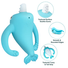 Smily Mia Narwhal textured tusk acts as soft toothbrush helper
