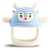 Smily Mia Reindeer teether mitten Ocean Blue aids easy grip for calming gums