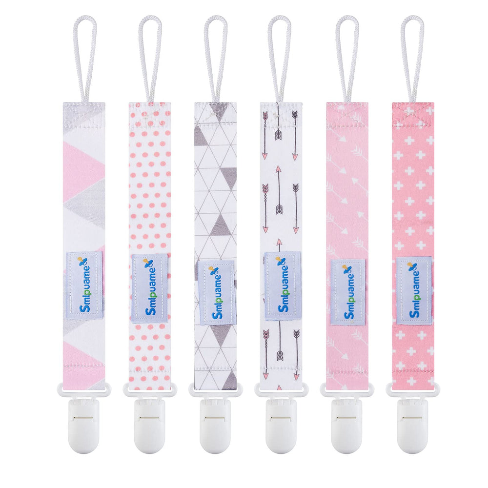 Smlpuame pacifier clip girl pack pink pattern keeps pacifier secure and within reach.