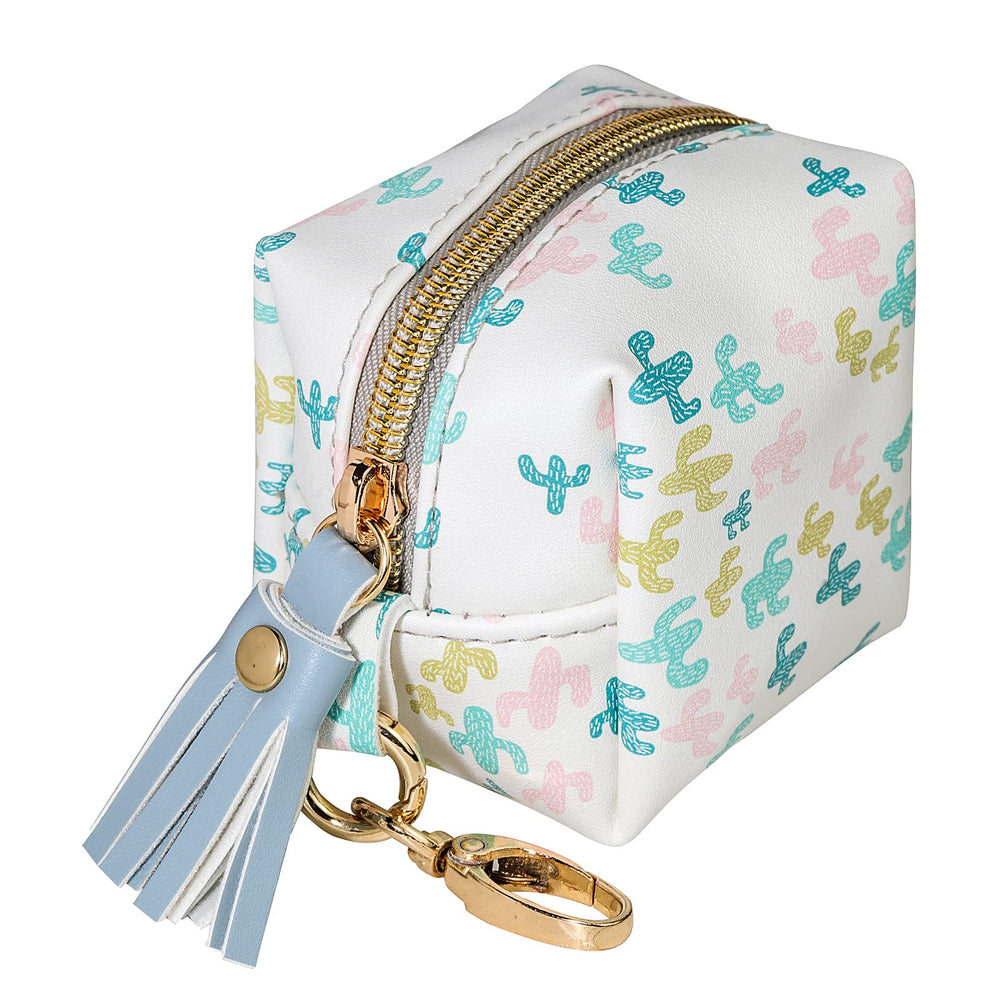 Smlpuame pacifier holder case cactus pattern closeup showing waterproof interior keeps pacifiers clean