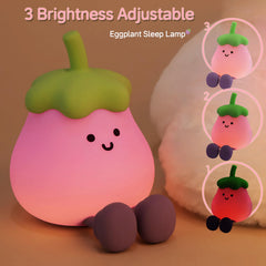 SMOORITA eggplant night light grip-side with kid-friendly silicone