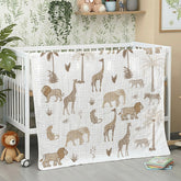 SmoothNovelty Safari Animal Blanket close-up fabric shows breathable cotton muslin for gentle warmth.