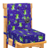 SMZCTYI toddler booster seat blue with backrest on chair for elevated family dining.