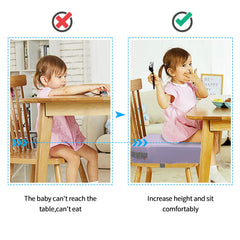 SMZCTYI toddler booster seat purple on a dining chair demonstrates secure dining compatibility