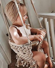 SN HANDICRAFTS macrame swing indoor outdoor setting, demonstrating versatile placement for playtime.