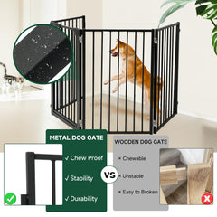 Snagle Paw dog gate 80w-32h demonstrates wide doorway coverage for larger pets.