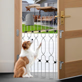 Snagle Paw metal retractable door barrier extended front view for safe open-door access