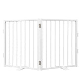 Snagle Paw full metal dog gate in white blocks doorways for pet containment.