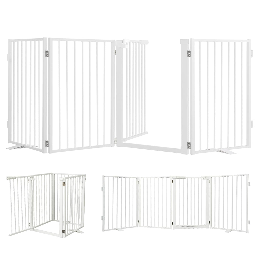 Snagle Paw metal dog gate with door in closed position for doorway containment.