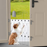 Snagle Paw metal retractable door barrier front door setup showing secure entry control