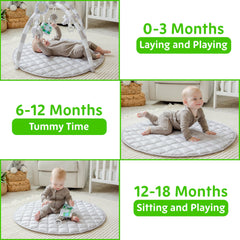 SnapPea Baby Company non-slip base keeps mat stable during play.