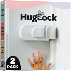 Snappower HugLock on an interior door showing knob and lever compatibility for safe childproofing.