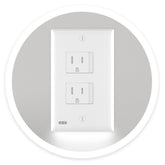 SnapPower Safelight duplex-outlet-setup shows quick, tool-free snap-on installation for safer, child-friendly outlets.