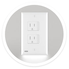 SnapPower Safelight duplex-outlet-setup shows quick, tool-free snap-on installation for safer, child-friendly outlets.