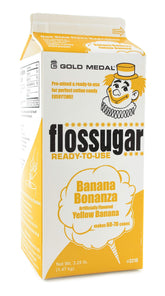 SNAPPY Gold Medal Banana Flossugar carton front view, easy cotton candy serving.