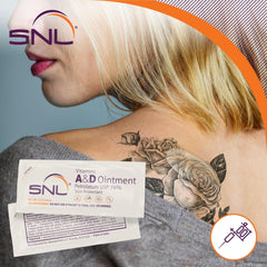 SNL tattoo aftercare ointment applying for clean healing.