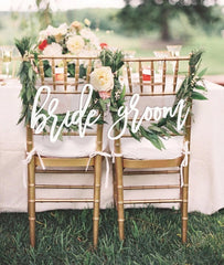 Snlioek bride-groom-chair-sign personalized keepsake after the ceremony