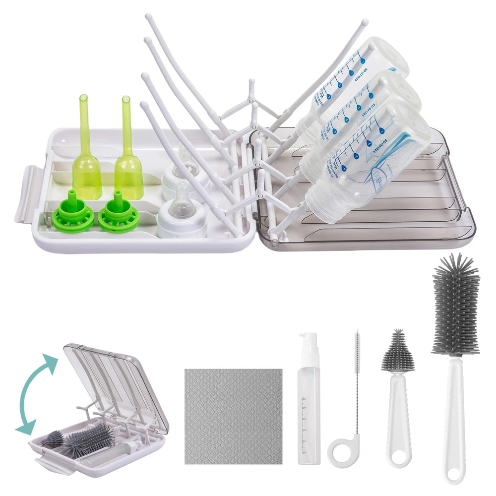 Snonerion baby bottle brush extendable reaches tight bottles during travel.